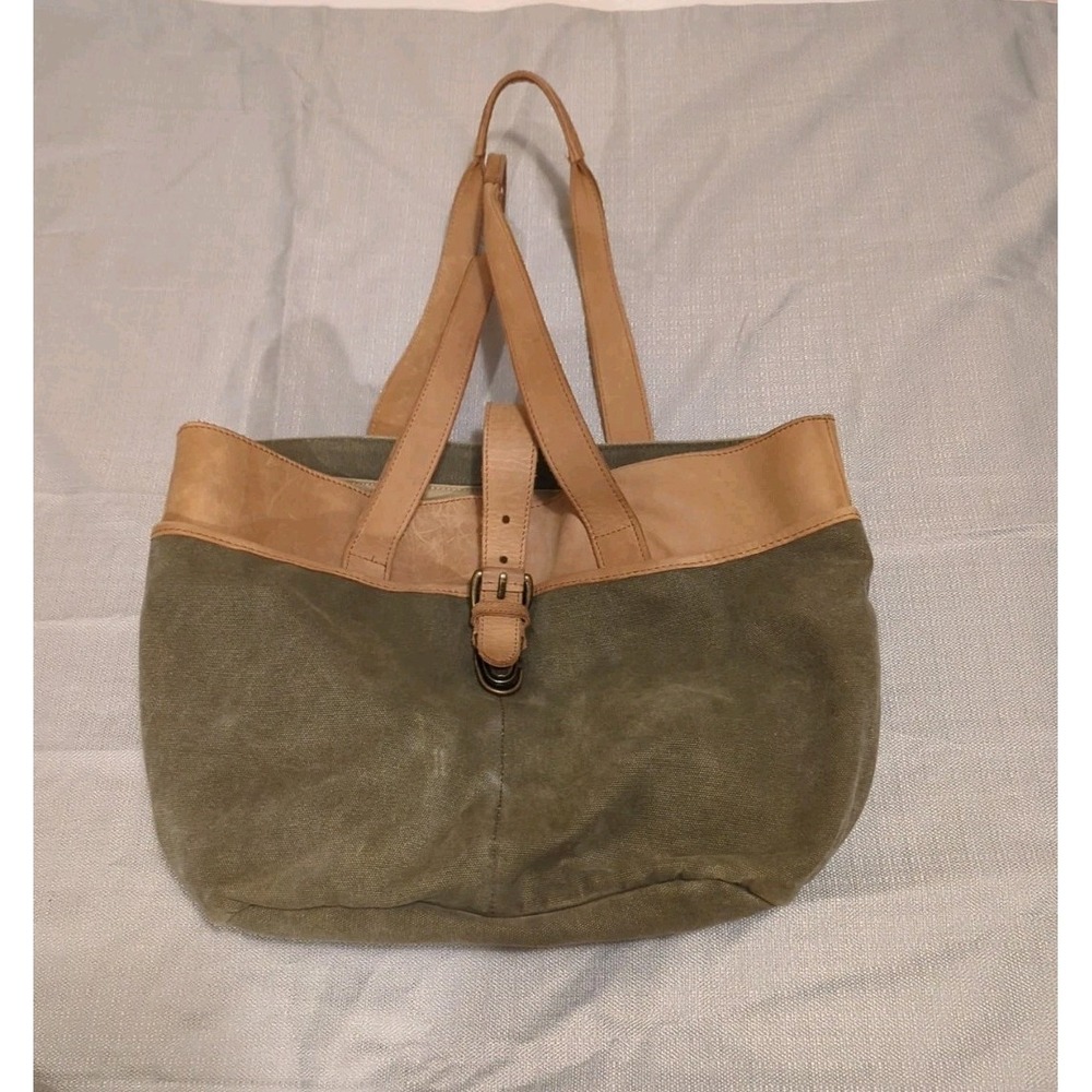 Vtg L.L Bean Suede Canvas Slouchy Tote Bag Ollive Green Gorpcore Heritage